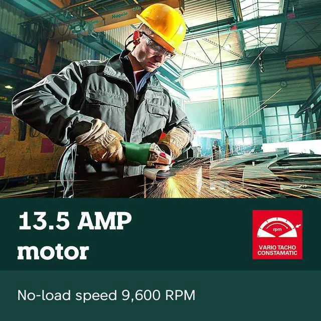Alt view image 5 of 6 - Metabo 6-Inch Angle Grinder | 13.5 Amp | 9,600 RPM | Electronics | Non-locking Paddle Switch | WEP 15-150 Quick