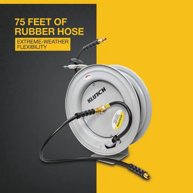 Alt view image 2 of 6 - Auto-Rewind Air Hose Reel, with 3/8in. x 75ft. Rubber Hose, 300 PSI, Model# TLEXR3875-NT
