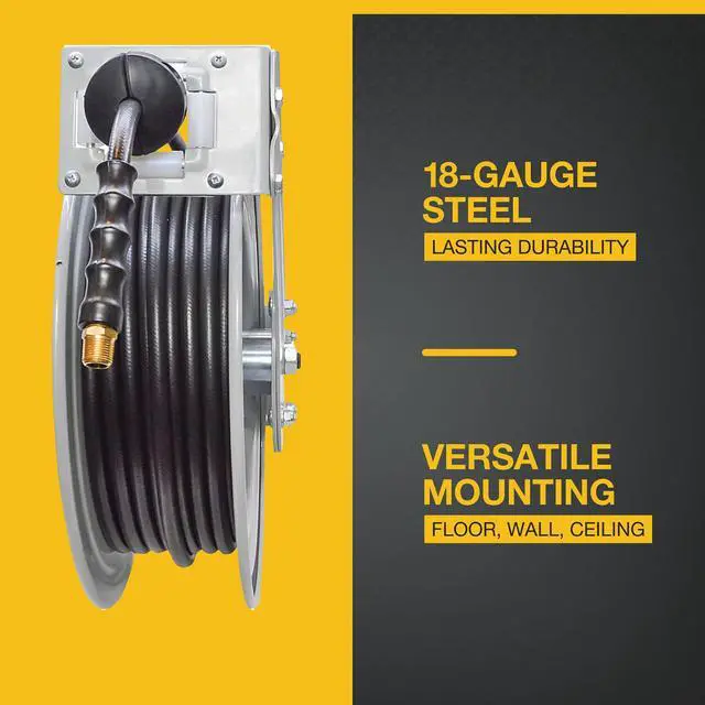 Alt view image 3 of 6 - Auto-Rewind Air Hose Reel, with 3/8in. x 75ft. Rubber Hose, 300 PSI, Model# TLEXR3875-NT