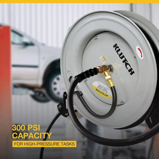 Alt view image 4 of 6 - Auto-Rewind Air Hose Reel, with 3/8in. x 75ft. Rubber Hose, 300 PSI, Model# TLEXR3875-NT