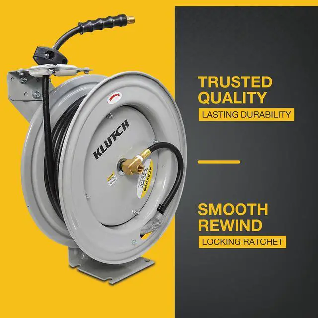 Alt view image 5 of 6 - Auto-Rewind Air Hose Reel, with 3/8in. x 75ft. Rubber Hose, 300 PSI, Model# TLEXR3875-NT