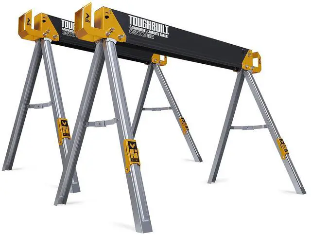 Main image of Folding Sawhorse, Durable & Adjustable Portable Jobsite Work Support with 2x4 Lumber Compatibility for Construction, 2 Pack (TB-C500-2)