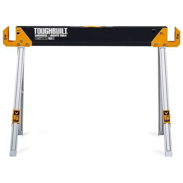 Alt view image 5 of 6 - Folding Sawhorse, Durable & Adjustable Portable Jobsite Work Support with 2x4 Lumber Compatibility for Construction, 2 Pack (TB-C500-2)