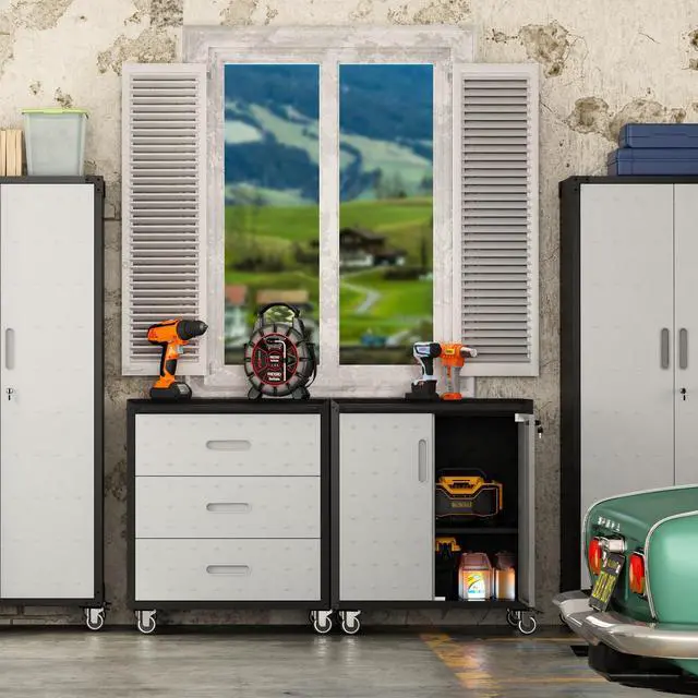 Alt view image 6 of 6 - Metal Mobile Tool Storage Cabinet with Wheels,Heavy Duty Rolling Tool Cabinets for Garage,Metal Storage Cabinets with 3 Drawer,Assembly Required