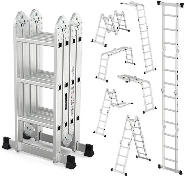 Main image of 12.5 FT Folding Ladder, Multi-Purpose Ladder, Aluminum Extension Ladders 7 in 1 Heavy Duty Combination EN 131 Standard