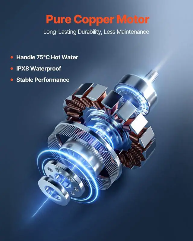 Alt view image 3 of 6 - 500W Macerator Pump, 29 GPM Flow, 26 ft/8 m Head, Macerator Sewerage Toilet Pump with 4 Water Inlets, Waste Water Disposal Upflush Machine for Toilet, Basement, Shower, Sink, Laundry, Bathtub