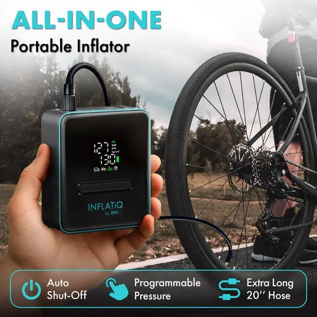 Alt view image 4 of 6 - INFLATiQ by Portable Tire Inflator Air Compressor Twice as Fast QwikFlow Technology with Auto Shut-Off 11.1V Rechargeable Air Pump with Metal Gears and Premium Carry Case (2 Pack)