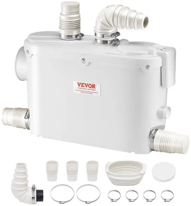 Main image of Macerator Pump, 500W, 29 GPM Flow, 26 ft/8 m Head, Macerator Wall-Hung Toilet Pump with 4 Water Inlets, Waste Water Disposal Upflush Machine for Toilet, Basement, Shower, Sink, Laundry, Bathtub