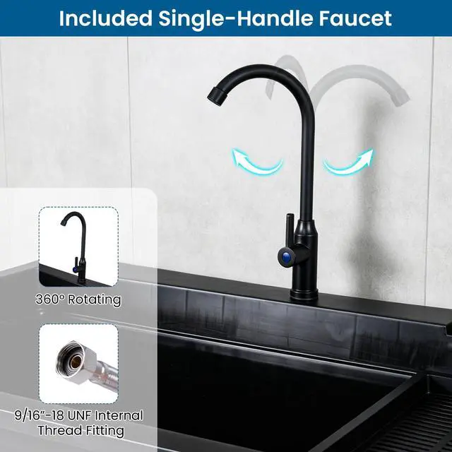 Alt view image 4 of 6 - Freestanding Utility Sink with Faucet & Drain Kit, 31 Gal Extra Large Laundry Tub with Bottom Storage Shelf, Soap Dispenser & Drying Rack, Garage Utility Wash Sink for Laundry Room, Basement