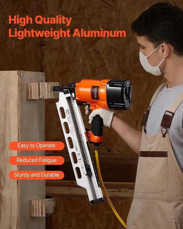 Alt view image 5 of 6 - Framing Nailer, 2" to 3-1/2" 21 Degree Full Round Head Pneumatic Framing Nailer with Dual Trigger Modes & Tool-Less Depth Adjustment, 80-120PSI Pro Air Nail Gun for Framing Flooring Decking