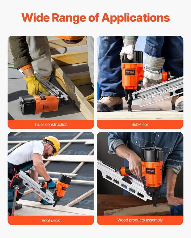 Alt view image 6 of 6 - Framing Nailer, 2" to 3-1/2" 21 Degree Full Round Head Pneumatic Framing Nailer with Dual Trigger Modes & Tool-Less Depth Adjustment, 80-120PSI Pro Air Nail Gun for Framing Flooring Decking
