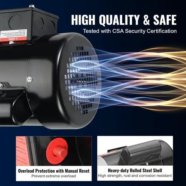 Alt view image 5 of 6 - 1HP Electric Motor 1725 RPM, AC 115V/230V, 56C Frame, Air Compressor Motor Single Phase, 5/8" Keyed Shaft, CW/CCW Rotation for Agricultural Machinery and General Equipment