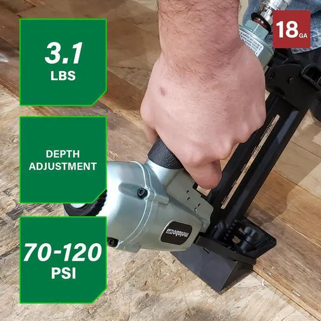 Alt view image 3 of 6 - Flooring Stapler, Pro-preferred Pneumatic Power Nailers, Power Stapler for Hardwood Flooring, 18 Gauge, 1/4" Staples, Length 1/2" to 1-9/16", N4004AB | Hardwood Floor Compatible, Power Nailers for Pro