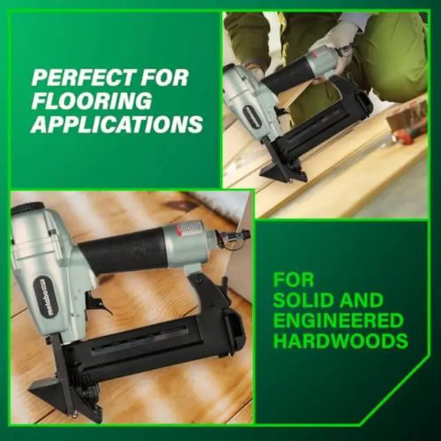 Alt view image 4 of 6 - Flooring Stapler, Pro-preferred Pneumatic Power Nailers, Power Stapler for Hardwood Flooring, 18 Gauge, 1/4" Staples, Length 1/2" to 1-9/16", N4004AB | Hardwood Floor Compatible, Power Nailers for Pro