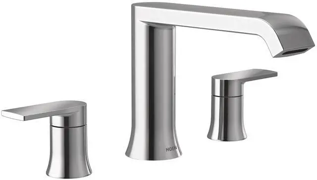 Main image of T908 Genta LX Two-Handle Deck Mounted Modern Roman Tub Faucet, Valve Required, Chrome