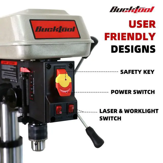 Alt view image 3 of 6 - 10-Inch Drill Press 6.2 Amp 3/4 HP Bench Drill Press 5-Speed Benchtop Drilling Machine with LED Work Light