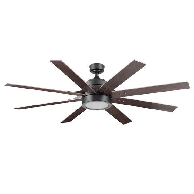 Main image of Ceiling Fans Xerxes Modern 62 Inch Ceiling Fan with Light, Remote Control Fan, LED Indoor Fan with 8 Blades, Dark Elm and Rough Pine Blade Finish Options, Bronze (50609-01)