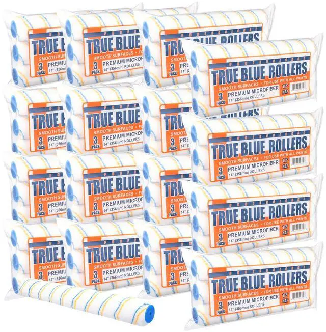 Main image of True Blue 14" Professional Paint Roller Covers, 14 Inch, Best for All Types of Painting Surfaces, Refill Bulk Pack (48, 1/2" Nap)