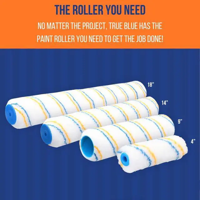 Alt view image 3 of 6 - True Blue 14" Professional Paint Roller Covers, 14 Inch, Best for All Types of Painting Surfaces, Refill Bulk Pack (48, 1/2" Nap)