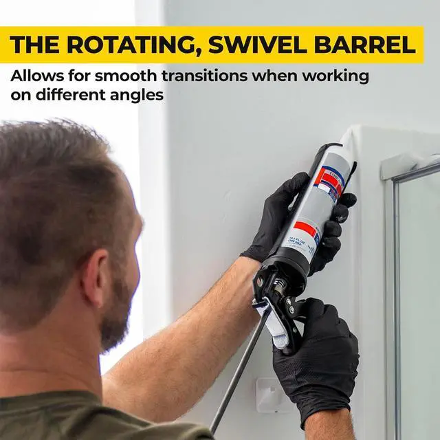 Alt view image 3 of 6 - Heavy Duty Caulk Gun, 18:1 Thrust Ratio, Steel Frame Construction, Rotating Barrel, Ladder Hook, Puncture Tool & No Drip Pressure Release Tab, 10 oz Caulking Gun, Pack of 6