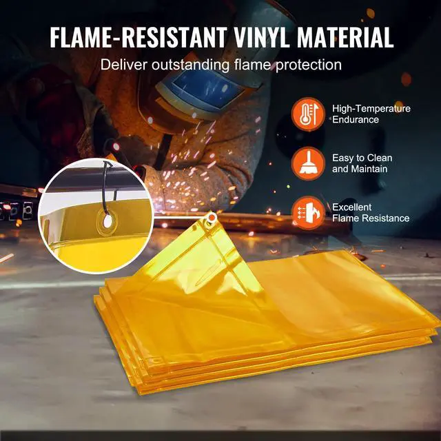 Alt view image 5 of 6 - Welding Screen with Frame, 6' x 6' 3 Panel Welding Curtain Screens, Flame-Resistant Vinyl Welding Protection Screen on 12 Swivel Wheels (6 Lockable), Movable & Professional for Workshop, Yellow