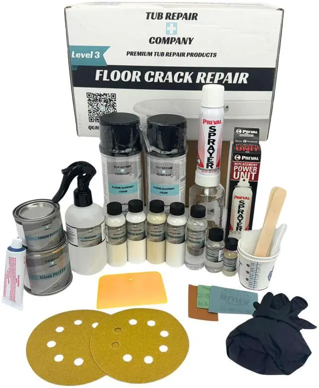 Main image of Tub Repair Kit for Floor Cracks with Color Match, Strong Fiberglass Repair kit, Seamless Weight Bearing Repairs Floor Cracks