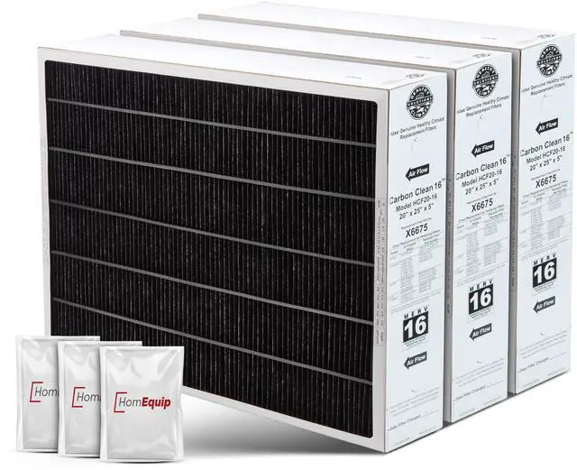 Main image of Lennox 20x25x5 Furnace Filter, X6675 Filter Replacement, Merv 16 Carbon Clean with Disposal Bag 3-Pack (Actual Size: 19.8 x 24.8 x 4.3 Inches)