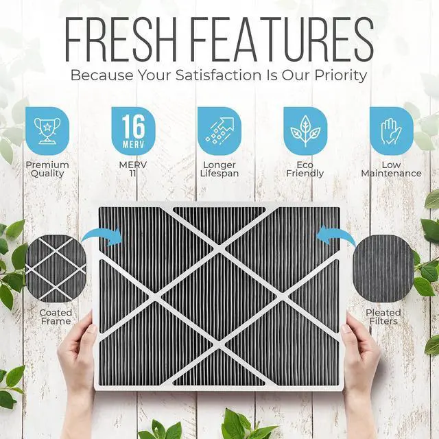 Alt view image 3 of 6 - Lennox 20x25x5 Furnace Filter, X6675 Filter Replacement, Merv 16 Carbon Clean with Disposal Bag 3-Pack (Actual Size: 19.8 x 24.8 x 4.3 Inches)