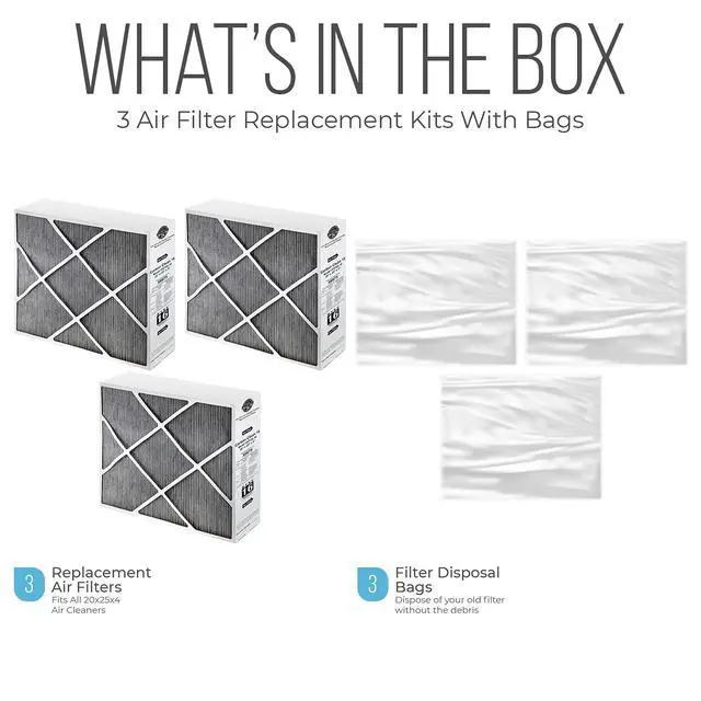 Alt view image 5 of 6 - Lennox 20x25x5 Furnace Filter, X6675 Filter Replacement, Merv 16 Carbon Clean with Disposal Bag 3-Pack (Actual Size: 19.8 x 24.8 x 4.3 Inches)