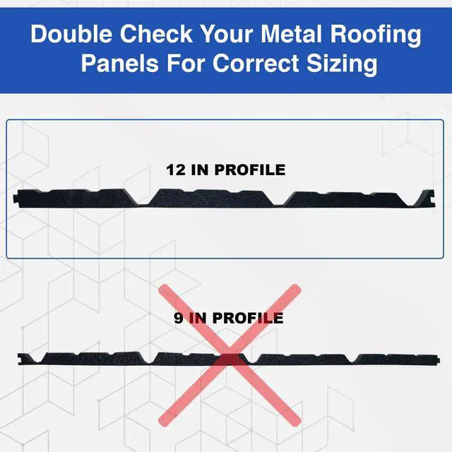 Alt view image 2 of 6 - Duco R Panel Foam Closure Strips 3ft Long, 12" Rib Spacing - 100 Pack of USA-Made Black Outer Foam Closure Strips for Metal Roofing Panels - Blocks Gaps, Moisture, Noise, & Dust (No Adhesive)