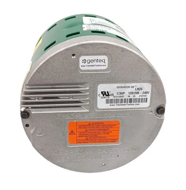 Alt view image 2 of 6 - CECOMINOD073162 GE Genteq 1/3 HP 230 Volt Replacement X-13 Furnace Blower Motor