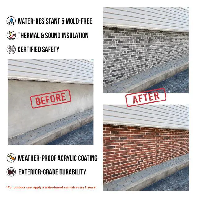 Alt view image 4 of 6 - 3D Faux Brick Wall Panels Lightweight Styrofoam Cladding for Interior & Exterior Use | DIY Decorative Panels | 9 Pack (40"x20") | Ideal for Living Room, Kitchen, Outdoor Walls Silverstone
