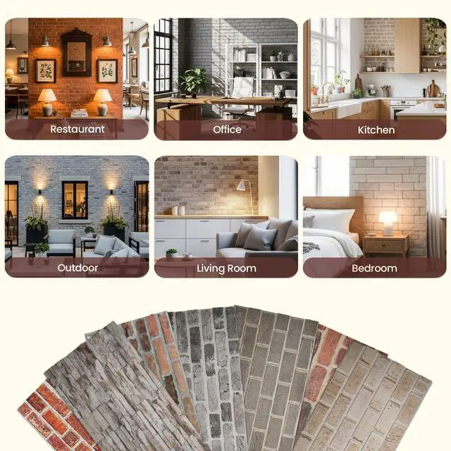 Alt view image 6 of 6 - 3D Faux Brick Wall Panels Lightweight Styrofoam Cladding for Interior & Exterior Use | DIY Decorative Panels | 9 Pack (40"x20") | Ideal for Living Room, Kitchen, Outdoor Walls Silverstone