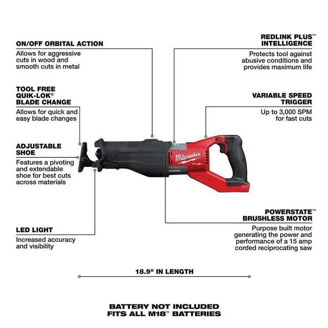 Alt view image 3 of 6 - Milwaukee 2722-20 Reciprocating Saw