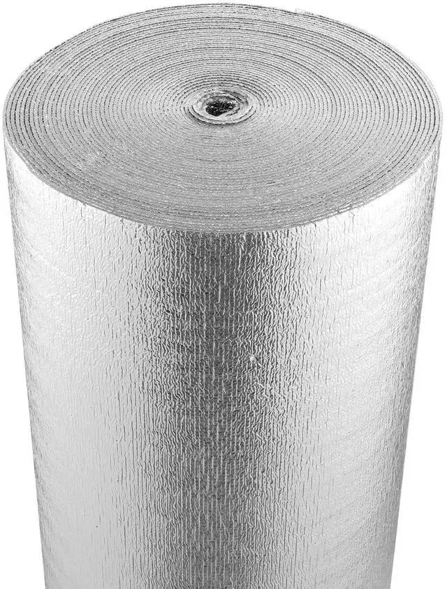 Main image of Double Reflective Insulation Roll, Woven Fabric Radiant Barrier, 0.006 in 48 in x 250 ft, Aluminum Foil PE Woven Cloth Heat Reflective Shield, Thermal Insulation Roll for Window RV Roof