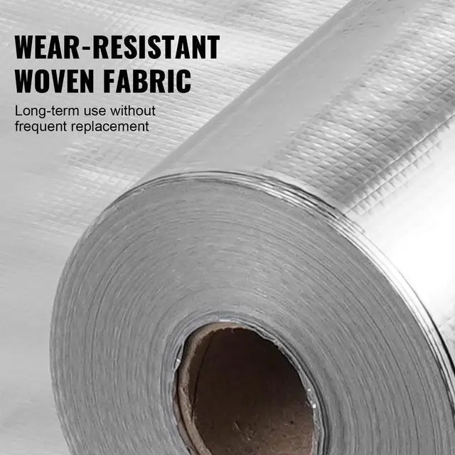 Alt view image 4 of 6 - Double Reflective Insulation Roll, Woven Fabric Radiant Barrier, 0.006 in 48 in x 250 ft, Aluminum Foil PE Woven Cloth Heat Reflective Shield, Thermal Insulation Roll for Window RV Roof