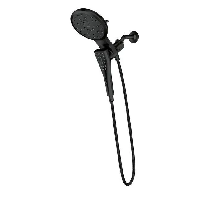Alt view image 2 of 6 - Verso Round Rain Showerhead and Handshower Combination with Infiniti Dial and Magnetix Docking, 60" Hose, Matte Black, 220C2EPBL