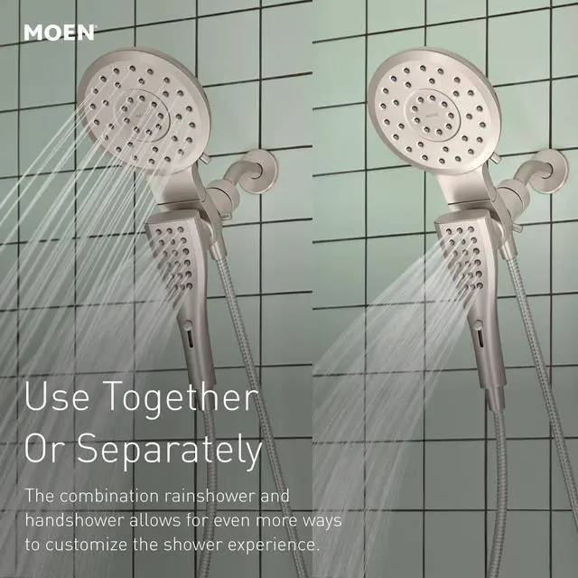 Alt view image 6 of 6 - Verso Round Rain Showerhead and Handshower Combination with Infiniti Dial and Magnetix Docking, 60" Hose, Matte Black, 220C2EPBL
