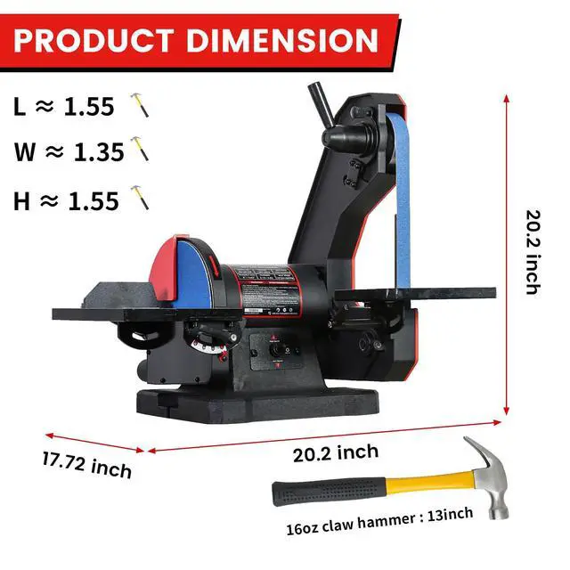 Alt view image 2 of 6 - Dual Speed 1" x 42" Belt Disc Sander Combo, Bench Knife Sharpener with Large Work Table, Professional Benchtop Belt Sander with Direct-drive 4.8A Brushless Motor for Metalworking, BD1801DS