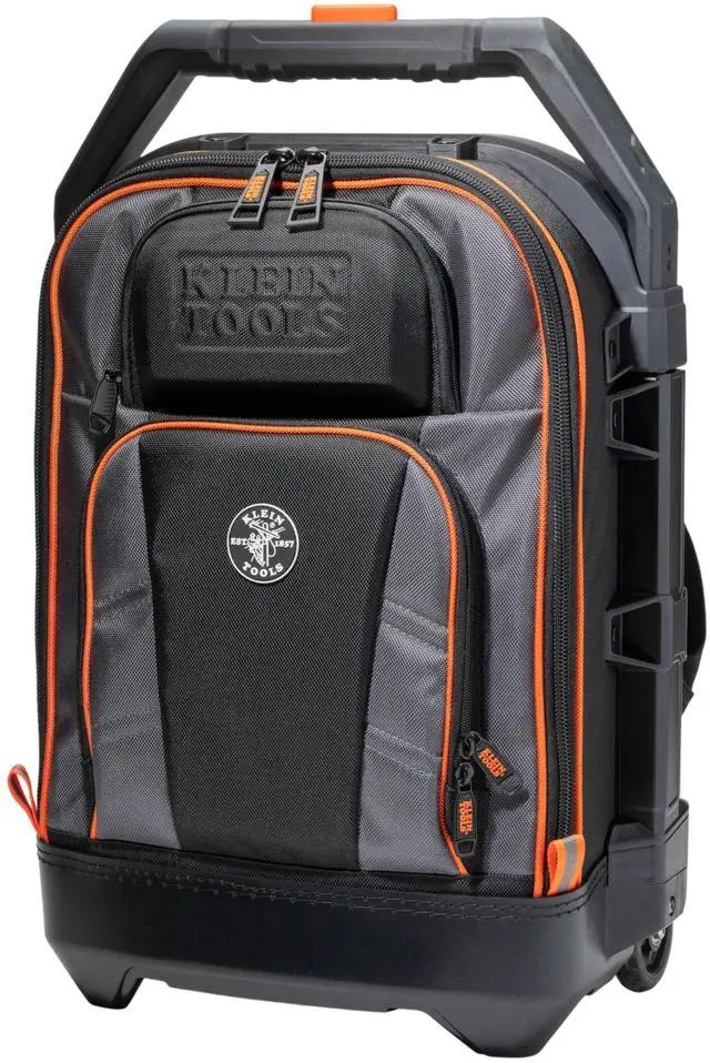 Main image of 55604 Rolling Tool Backpack, Tool Bag with 28 Pockets, Heavy Duty Retractable Handle, Large Storage Interior, 3-Inch Wheels