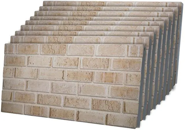 Main image of 3D Faux Brick Wall Panels Lightweight Styrofoam Cladding for Interior & Exterior Use | DIY Decorative Panels | 9 Pack (40"x20") | Ideal for Living Room, Kitchen, Outdoor Walls Sandstone