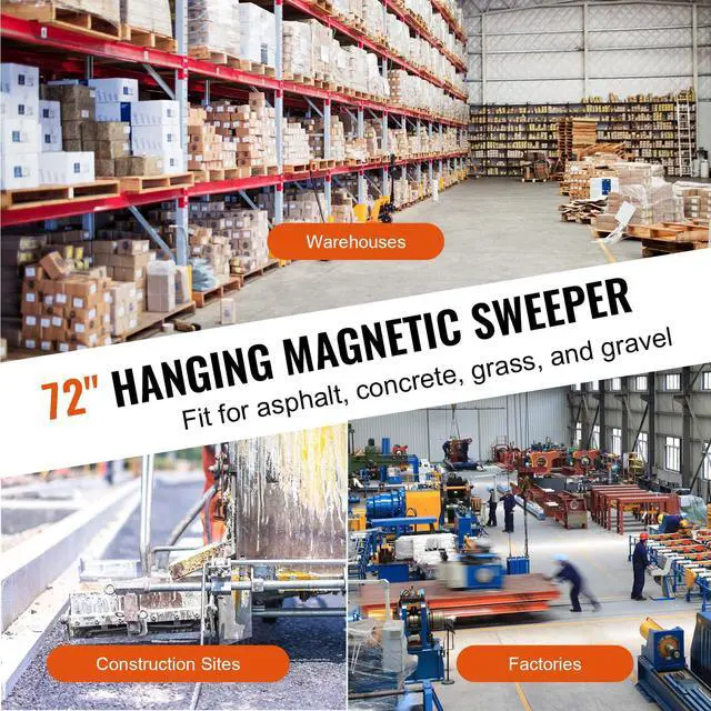 Alt view image 6 of 6 - Hanging Magnetic Sweeper Pickup Tool, 105lbs Nail Hang-Type Magnetic Forklift Sweeper, Industrial Grade Magnets Steel Material Hunting Accessories for Picking Up Nails Bolts Iron Chips Metals