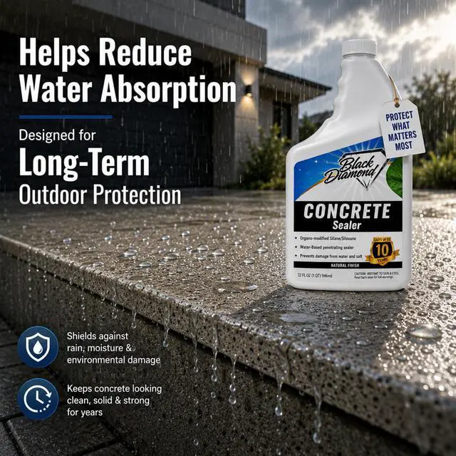 Alt view image 5 of 6 - Concrete Sealer Clear Penetrating Waterproofing Spray. The Best Most Durable Sealant for Driveways, Cement Patio Pavers, Brick, Stone Or Any Outdoor Hard Surface. Easy, Long-Lasting Natural Look