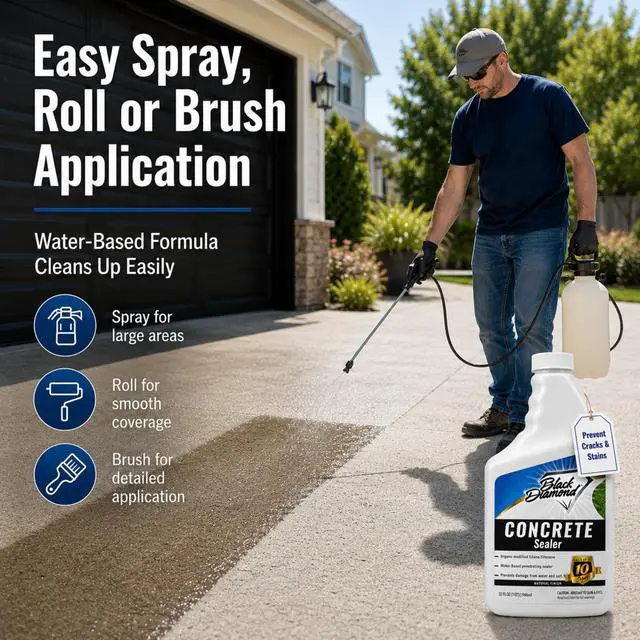 Alt view image 6 of 6 - Concrete Sealer Clear Penetrating Waterproofing Spray. The Best Most Durable Sealant for Driveways, Cement Patio Pavers, Brick, Stone Or Any Outdoor Hard Surface. Easy, Long-Lasting Natural Look