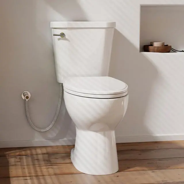 Main image of 17 Inch Two Piece Toilet, 17.9 Tall Toilets for Bathrooms, Elongated Bowl & ADA Comfort Chair Height Toilet, Soft-Closing Seat, 1.28 GPF Siphon Flush, High-Efficiency, 12" Rough-In