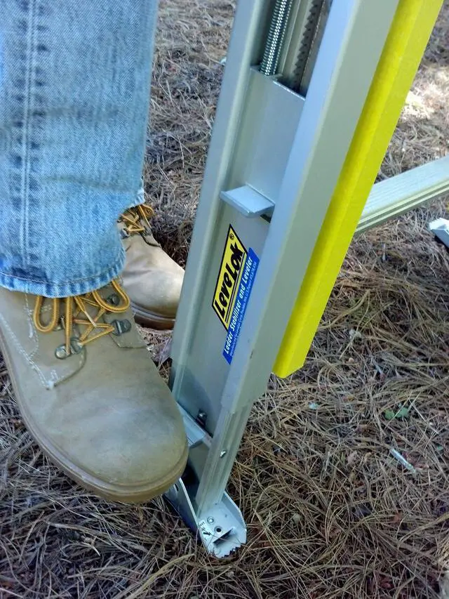 Alt view image 3 of 3 - Permanent Mount Ladder Levelers for Uneven Surfaces 2 Legs - Complete Kit