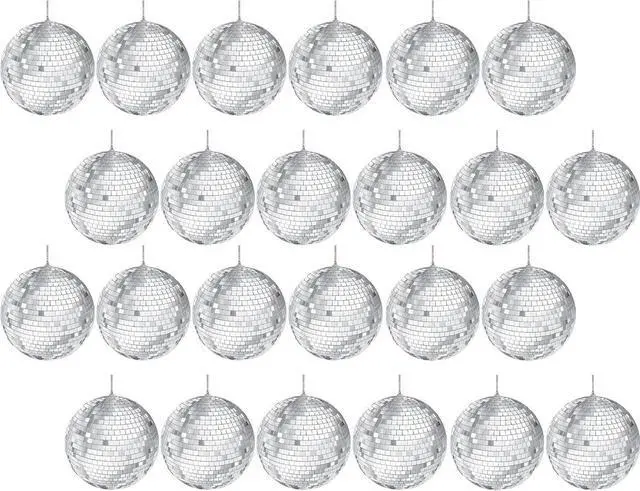Main image of 288-Count Mirror Disco Ball with Attached String for Hanging Ring, Reflects Light, Party Favor, 2"