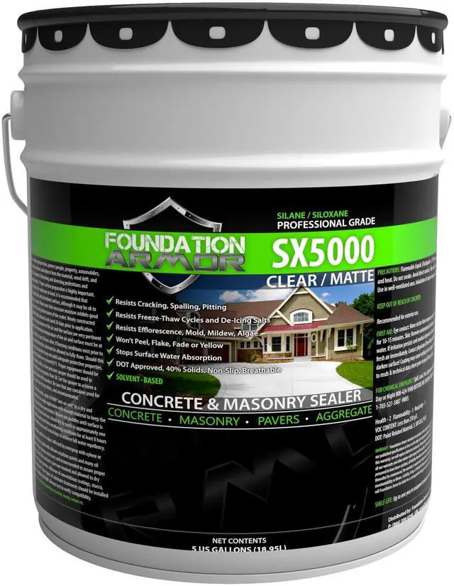 Main image of Armor SX5000 Solvent-Based Silane-Siloxane Sealer for Concrete, Brick, Pavers, Stone - Matte Concrete Sealer - 5 Gallon