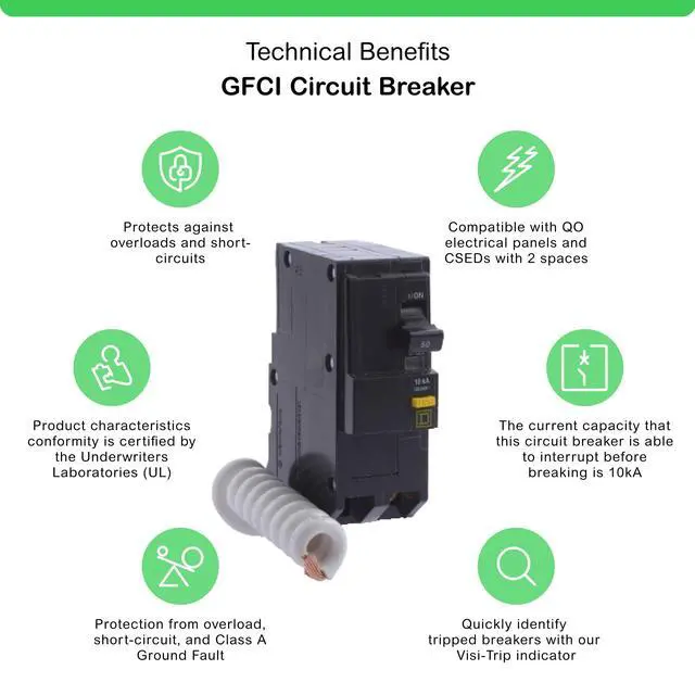 Alt view image 3 of 6 - Square D - QO250GFICP QO 50-Amp Two-Pole GFCI Breaker