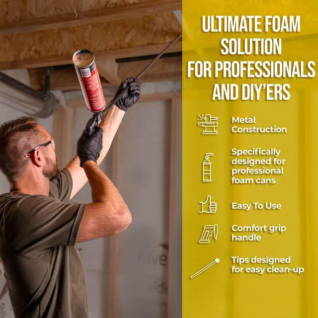 Alt view image 2 of 6 - Spray Foam Gun 2' Long Nozzle, High Precision, Adjustable Flow Control, Contractor-Grade Pro Applicator for Insulating Foam Sealant, Full PTFE Coated, Pack of 2